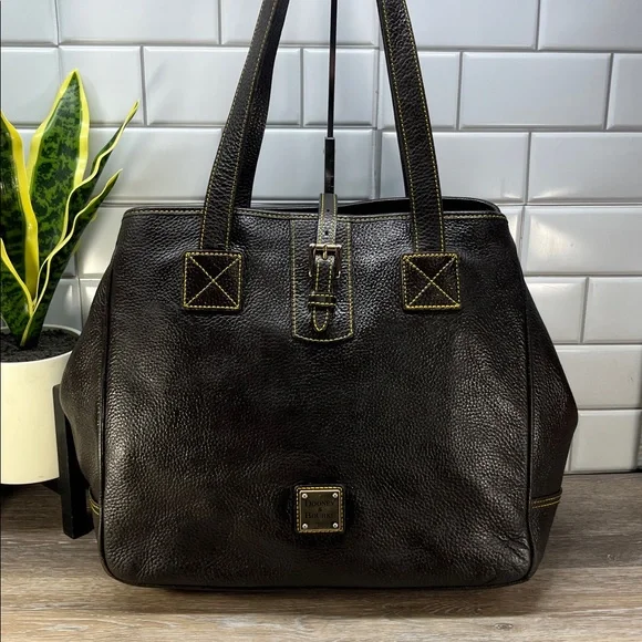 Dooney & Bourke brown leather large brown tote bag - Picture 1 of 15